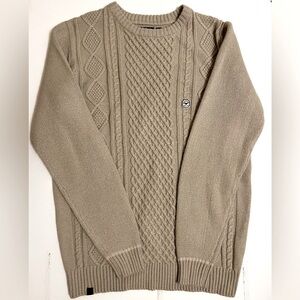 Le Breve Diamond Cable Knit Sweater Long Sleeve beige tan Normcore Men’s Large